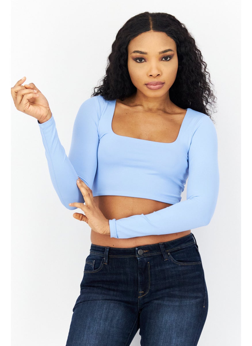 Women Square Neck Long Sleeve Plain Crop Top, Blue - pzsku/Z7EE469E07D95BFBA9901Z/45/_/1724351041/a851c8e9-e86f-4d40-8ae7-4575884b5d93