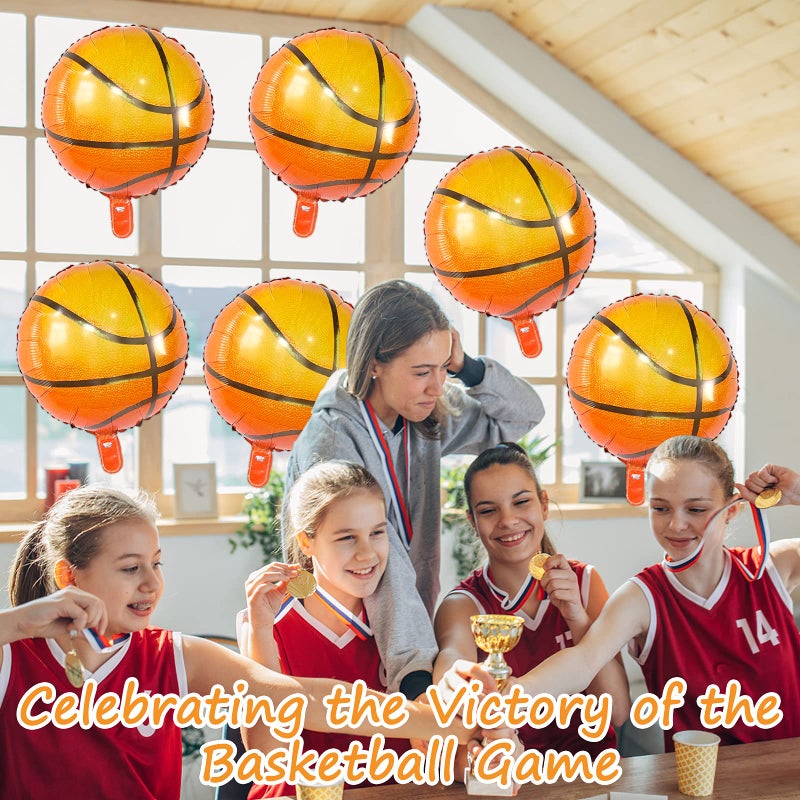 BIEUFBJI 18 Inch Basketball Balloons Aluminum Foil Balloon Sport Party Basketball Theme Birthday Party Supplies Decor 10 PCS - Image 3