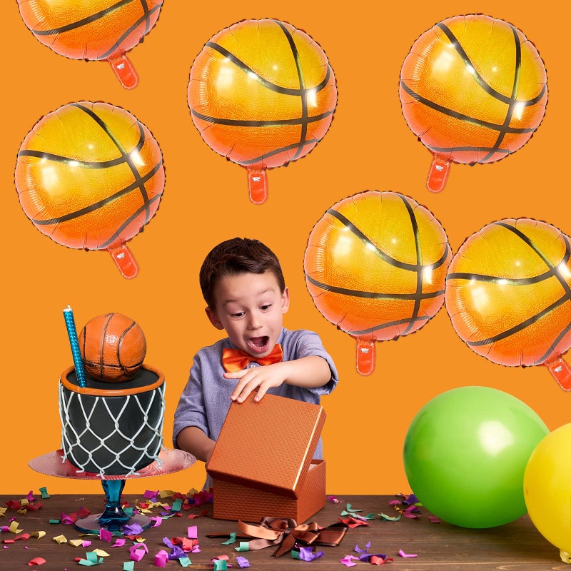 BIEUFBJI 18 Inch Basketball Balloons Aluminum Foil Balloon Sport Party Basketball Theme Birthday Party Supplies Decor 10 PCS - Image 4