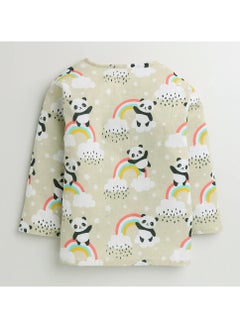 Polka Tots Polka Tots Full Sleeves Night Wear Rainbow Kurta Pyjama - Cream  - Image 3