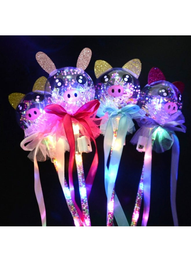 Generic Glow Star Ball Magic Stick Wave Ball Flash Fairy Stick Stall Children's Toys Push Glow Stick Small Gifts-Color:Cartoon Stickers  - Image 1