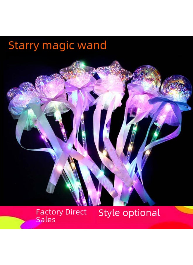 Generic Glow Star Ball Magic Stick Wave Ball Flash Fairy Stick Stall Children's Toys Push Glow Stick Small Gifts-Color:Cartoon Stickers  - Image 2