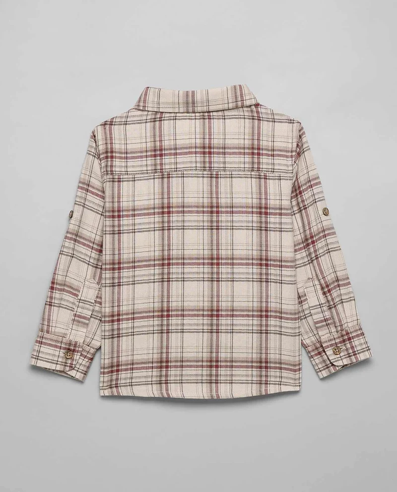 أر أند بي Plaid Shirt with Classic Collar and Long Sleeves