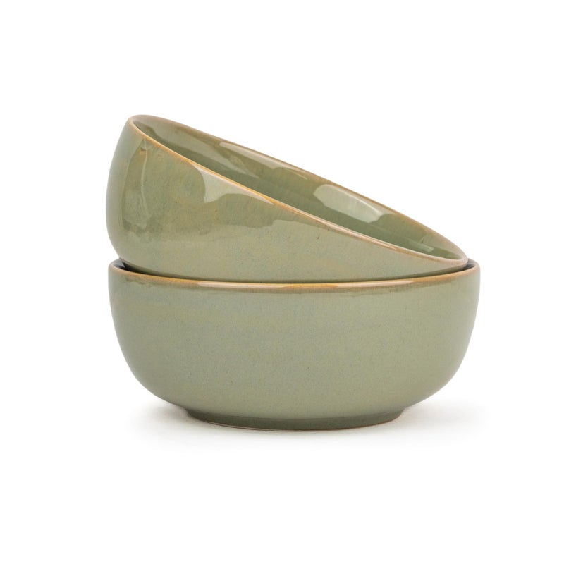 Shay Shay Ceramic Medium Bowl Set, 18Cm, 2 Pieces, Pista | Glossy Finish | Stoneware Ceramic Serving Bowls | Ceramic Bowl | Pasta Serving Plate (Medium Bowl Set Of 2 - Pista), ?1000 Ml - Image 1