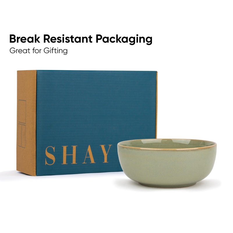 Shay Shay Ceramic Medium Bowl Set, 18Cm, 2 Pieces, Pista | Glossy Finish | Stoneware Ceramic Serving Bowls | Ceramic Bowl | Pasta Serving Plate (Medium Bowl Set Of 2 - Pista), ?1000 Ml - Image 5