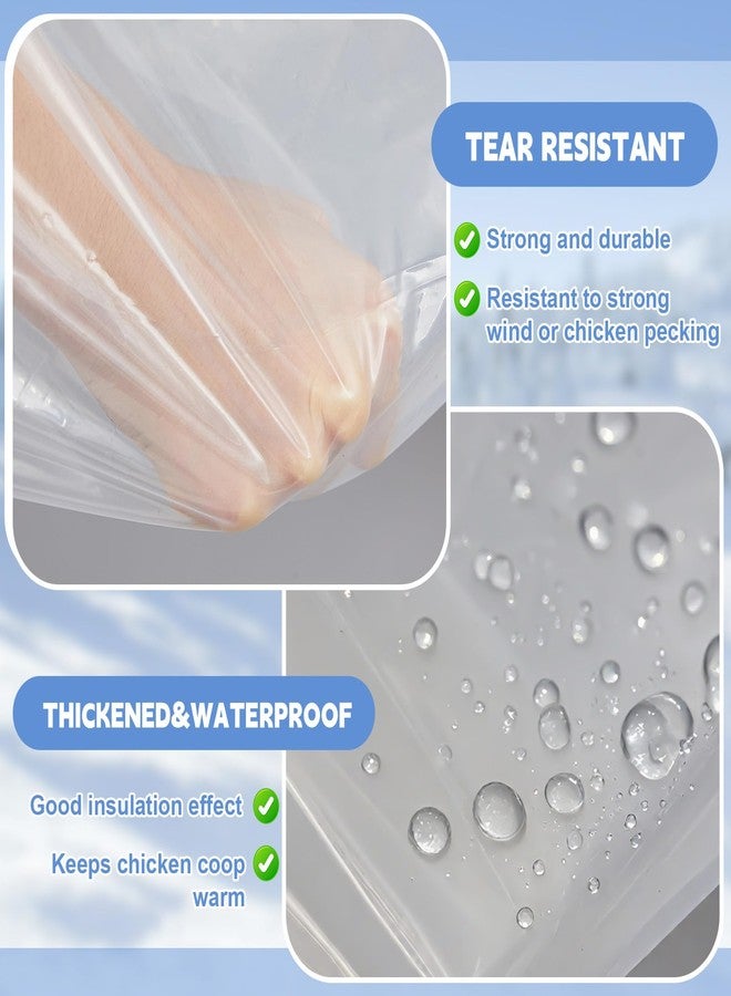 VitalCozy غطاءان لحظيرة الدجاج من فيتال كوزي، مقاس 6 × 4 قدم، مصنوعان من قماش مشمع شفاف مقاوم للماء، شديد التحمل من فينيل PVC، مع 10 حبال مطاطية كروية، ملحقات لحظيرة الدجاج للاستخدام الخارجي في فصل الشتاء. - Image 3