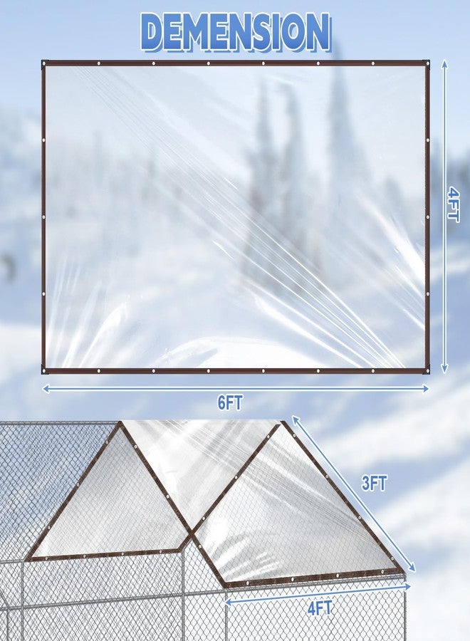 VitalCozy غطاءان لحظيرة الدجاج من فيتال كوزي، مقاس 6 × 4 قدم، مصنوعان من قماش مشمع شفاف مقاوم للماء، شديد التحمل من فينيل PVC، مع 10 حبال مطاطية كروية، ملحقات لحظيرة الدجاج للاستخدام الخارجي في فصل الشتاء. - Image 2