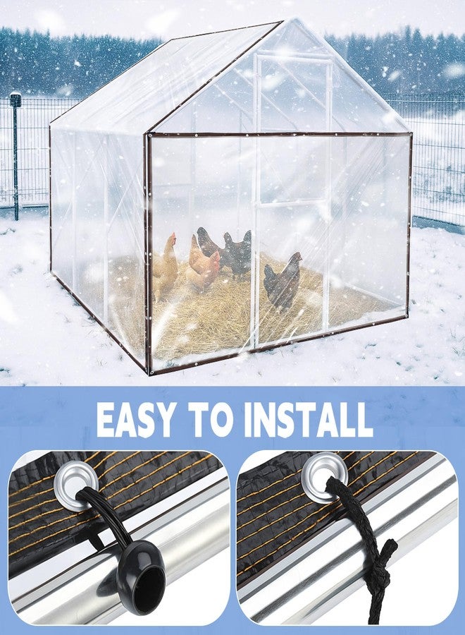 VitalCozy غطاءان لحظيرة الدجاج من فيتال كوزي، مقاس 6 × 4 قدم، مصنوعان من قماش مشمع شفاف مقاوم للماء، شديد التحمل من فينيل PVC، مع 10 حبال مطاطية كروية، ملحقات لحظيرة الدجاج للاستخدام الخارجي في فصل الشتاء. - Image 4