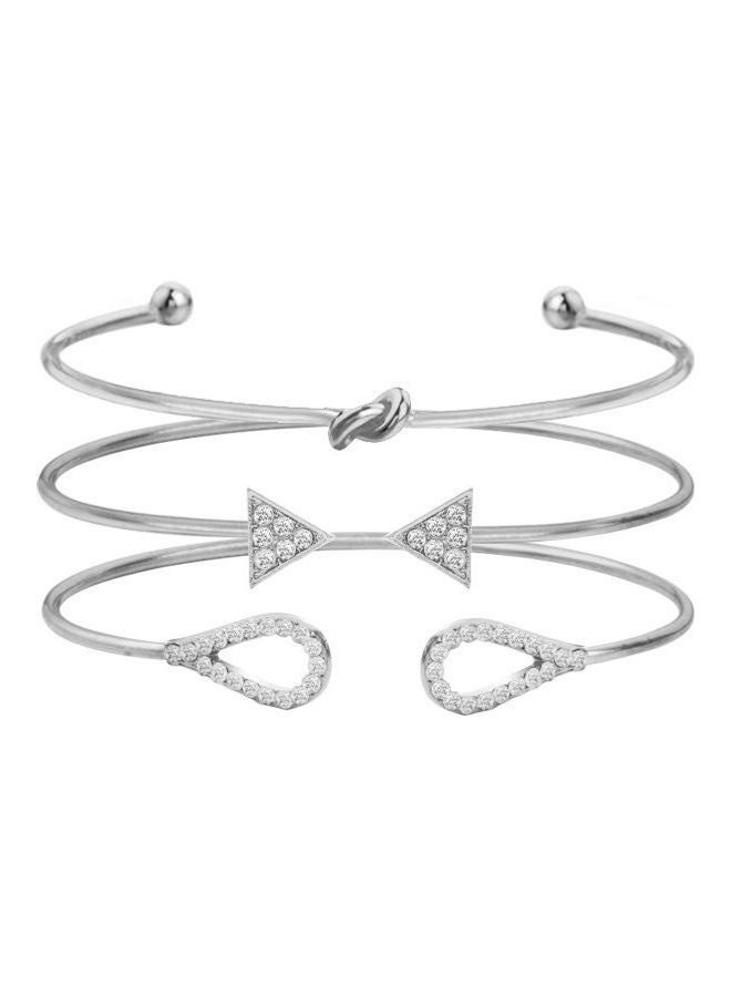 NIBEMINENT 3-Piece Stone Studded Bracelet Set 