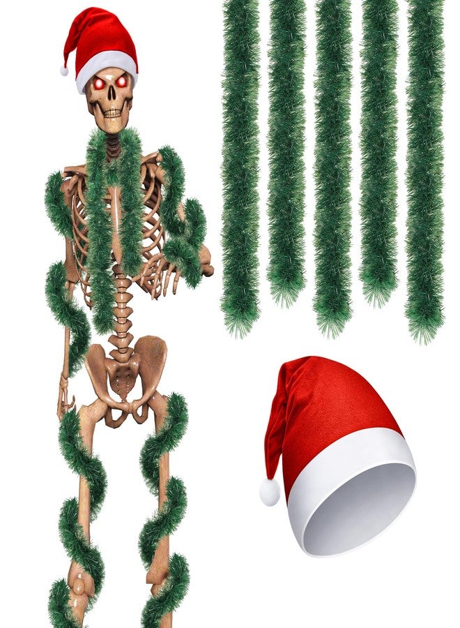 Cozypower Skeleton Outfits Accessories Skeleton Plush Santa Hats with 158 Inches Christmas Norfolk Pine Garland Accessories(12 ft) - Image 1