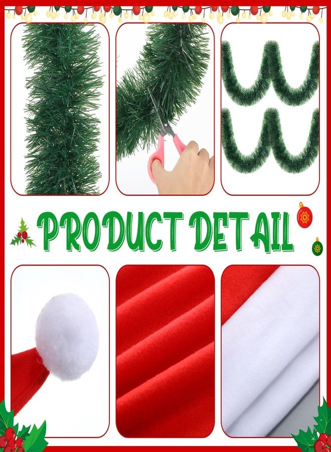 Cozypower Skeleton Outfits Accessories Skeleton Plush Santa Hats with 158 Inches Christmas Norfolk Pine Garland Accessories(12 ft) - Image 3