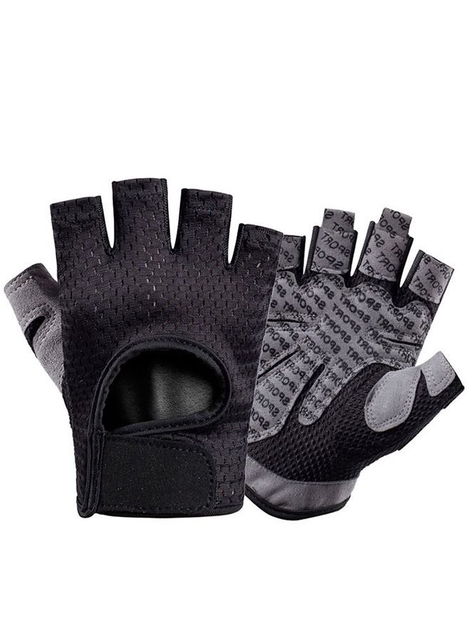 Generic Weight Lifting & Gym Gloves for Men and Women Non-Slip Grip, Adjustable Wrist Support Breathable & Lightweight Half Finger Training Gloves for Fitness & Workout Black/Grey  - Image 1