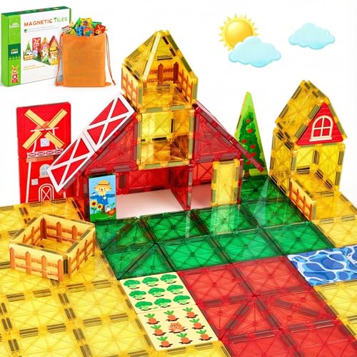 3 otters 37PCS Magnetic Tiles Toys Magnetic Building Blocks Educational STEM Toys for Christmas Party Gifts Kids Toddlers Preschool Classroom - Image 1
