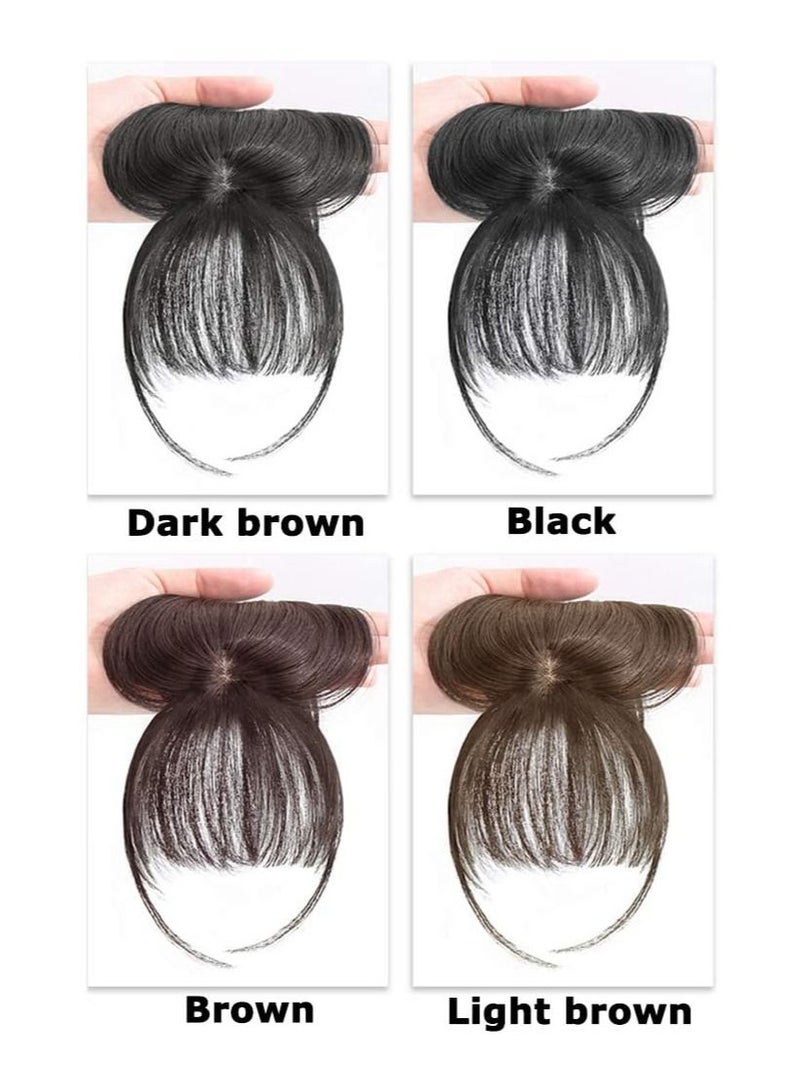 Estelle 3D Large Hair Bangs Clip 100 Natural Human Faux Bangs Clip on Bangs for Daily Wear Lightly Curved Black - Image 3