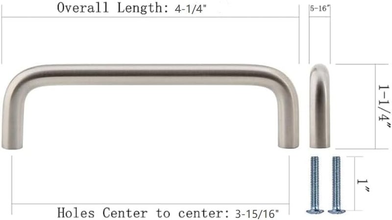 Silverline P5101/ P5102/ P5103 Solid Wire Pulls Ultra-Minimal Cabinet Handles for Cupboard Drawer Pulls (10, Satin Nickel, Centers 3-15/16" (100mm)) - Image 2