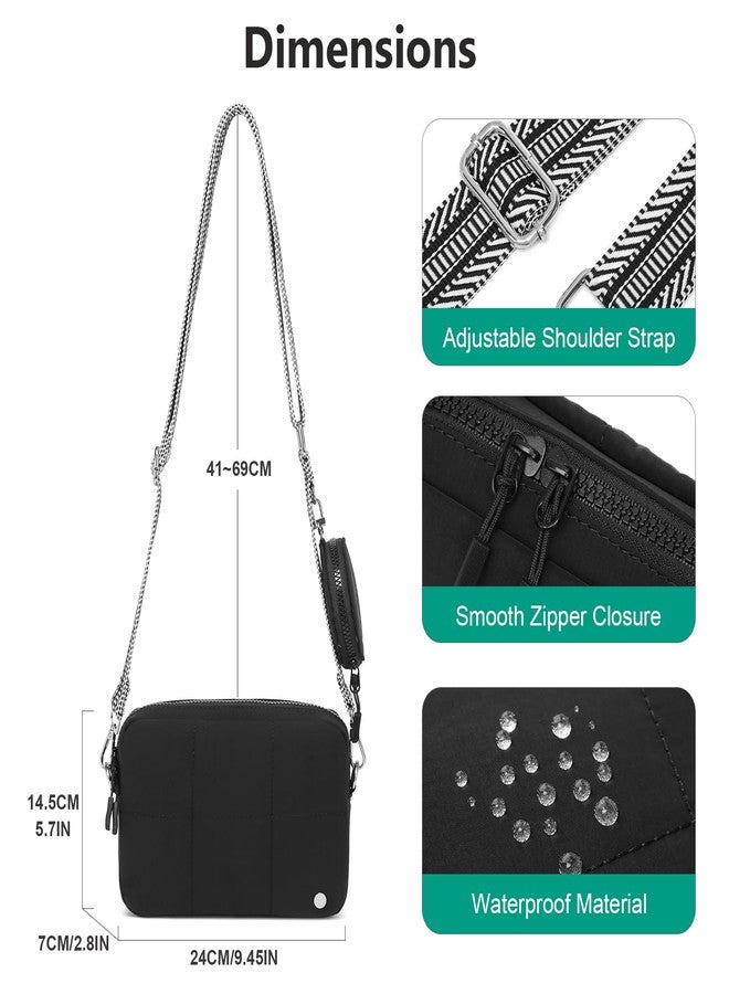 JEEHAN Quilted Crossbody Bags for women Designer Shoulder Handbags Small Purse, A09-black, Small, Crossbody Bags for Women - Image 3