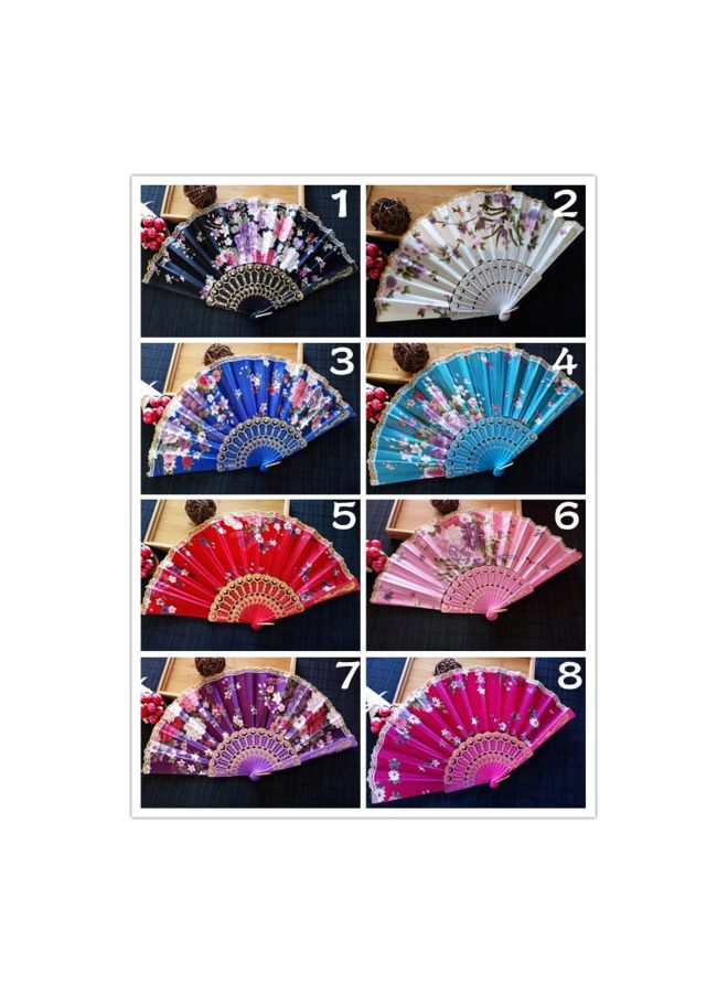 Loquat Sakura Pattern Foldable Hand Fan Black/Pink/White 24x3x2centimeter - Image 3