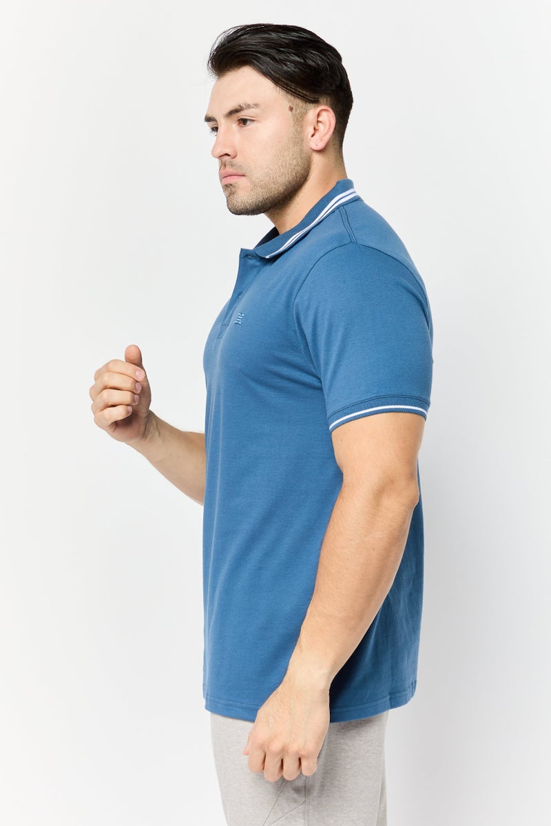 RBX Men Sportswear Fit Short Sleeve Outdoor Polo Shirt, Blue - Image 3