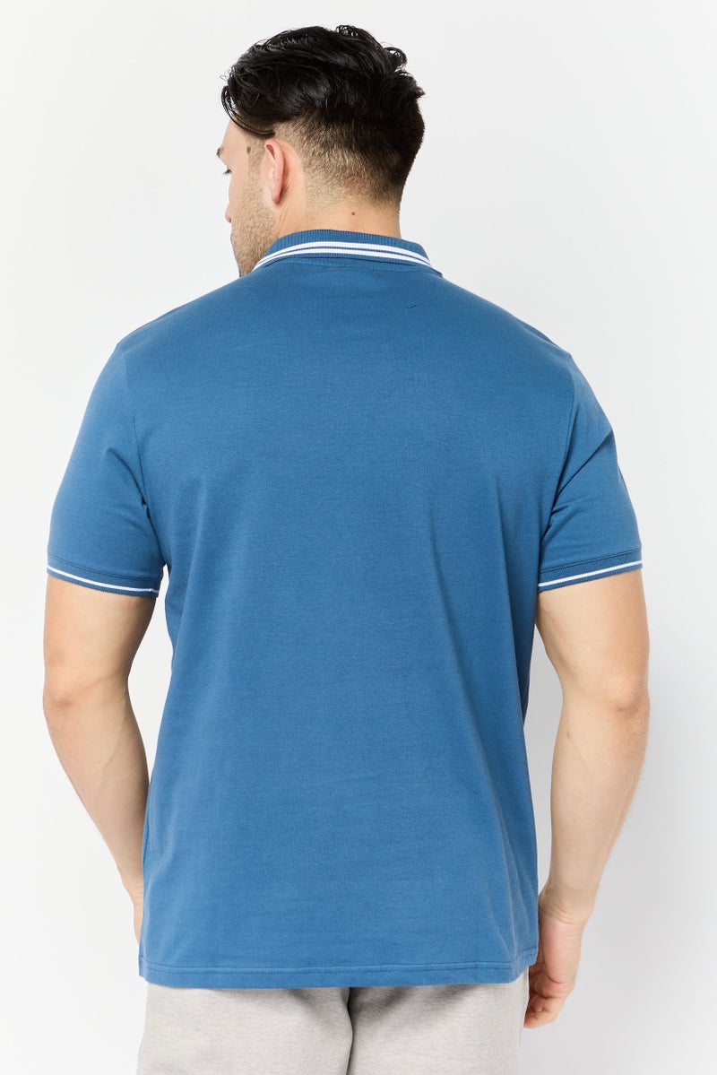 RBX Men Sportswear Fit Short Sleeve Outdoor Polo Shirt, Blue - Image 2