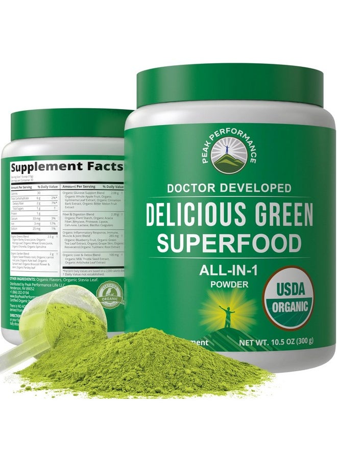 Peak Performance Peak Performance Organic Greens Superfood Powder. Best Tasting Super Greens Powder with 25+ Organic Ingredients for Max Energy and Athletic Performance. Vegan Keto Green Juice Daily Drink  - Image 1