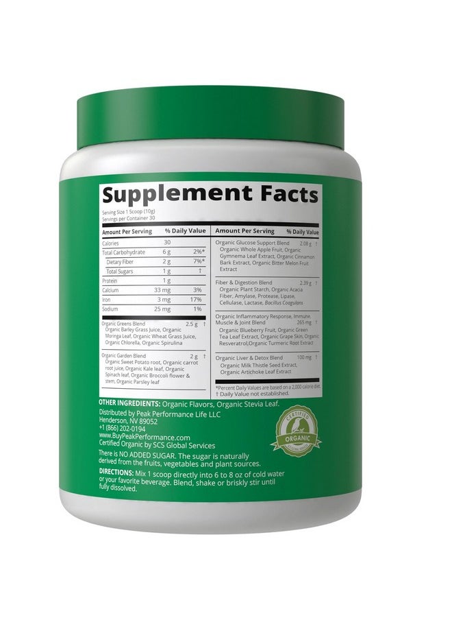 Peak Performance Peak Performance Organic Greens Superfood Powder. Best Tasting Super Greens Powder with 25+ Organic Ingredients for Max Energy and Athletic Performance. Vegan Keto Green Juice Daily Drink  - Image 4