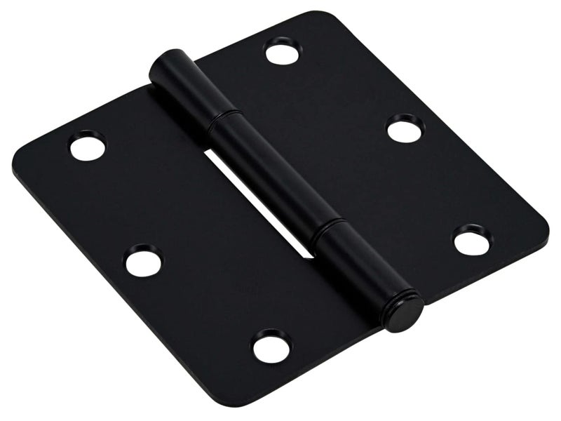 Hardware Essentials by Hillman Squeak-Proof 3-1/2in 1/4in Radius Matte Black Door Hinge (3 Count) - Image 1