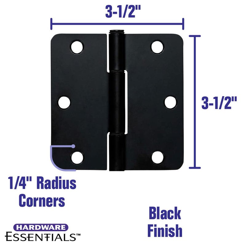 Hardware Essentials by Hillman Squeak-Proof 3-1/2in 1/4in Radius Matte Black Door Hinge (3 Count) - Image 2