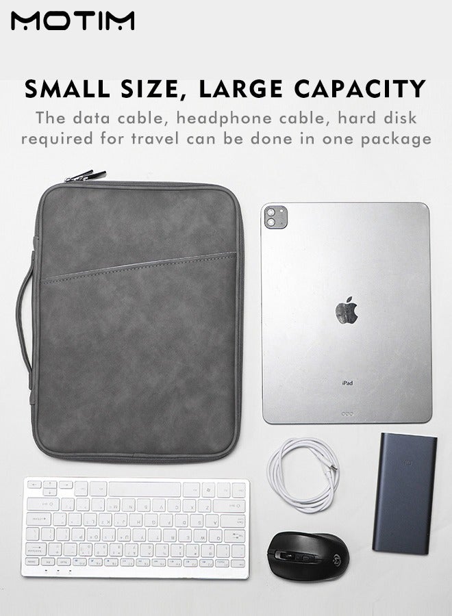 Motim 11 Inch Leather Tablet Sleeve Case Laptop Bag, Padded Protective Bag Carrying Briefcase with Pocket  for iPad/ 11 inch iPad Pro/ 10.2 inch iPad/ 10.9" iPad Air/ 10.5 inch iPad Pro Air, Galaxy Tab A8, Waterproof Tablet Sleeve Case  - Image 3