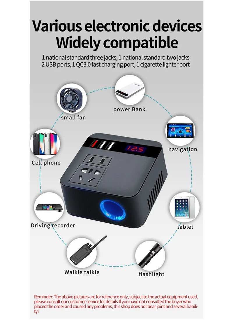 EzzySo - 120W Car Power Inverter, DC 12/24V to 220V AC Car Inverter,3 USB  Ports Charger Adapter Car Plug Converter with Switch and Current LED Screen,Suitable for Car, Truck - Image 1