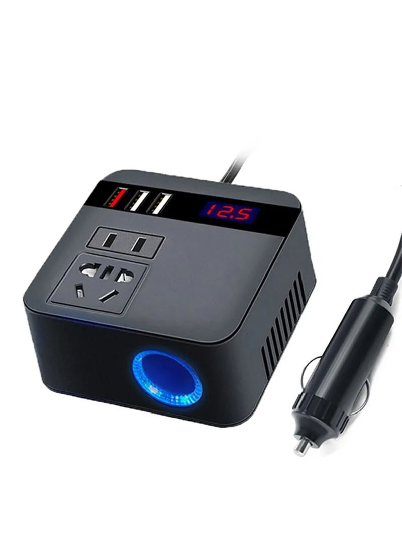 EzzySo - 120W Car Power Inverter, DC 12/24V to 220V AC Car Inverter,3 USB  Ports Charger Adapter Car Plug Converter with Switch and Current LED Screen,Suitable for Car, Truck - Image 1