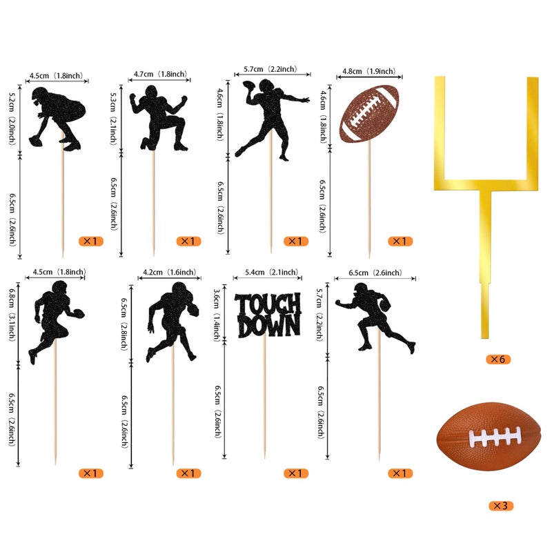 Rsstarxi Football Cake Decorations with football Field Goal Post Cake Pick Decorations for Sports Football Themed Birthday Party DIY Cake Decorations Supplies - Image 2
