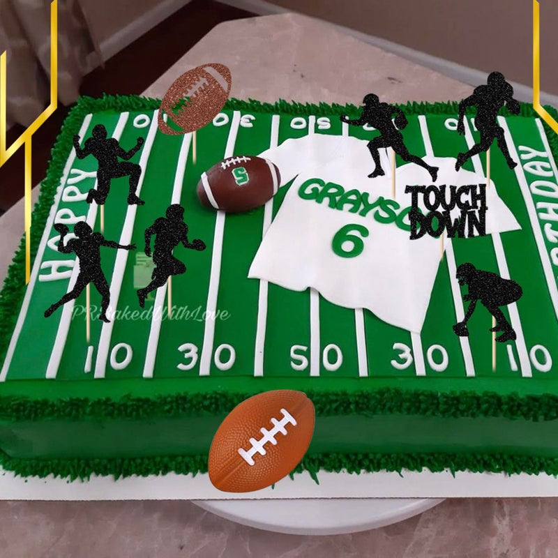 Rsstarxi Football Cake Decorations with football Field Goal Post Cake Pick Decorations for Sports Football Themed Birthday Party DIY Cake Decorations Supplies - Image 5