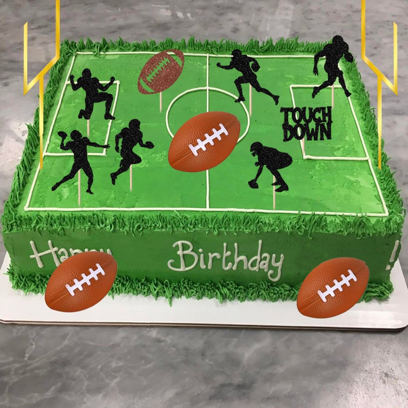 Rsstarxi Football Cake Decorations with football Field Goal Post Cake Pick Decorations for Sports Football Themed Birthday Party DIY Cake Decorations Supplies - Image 3