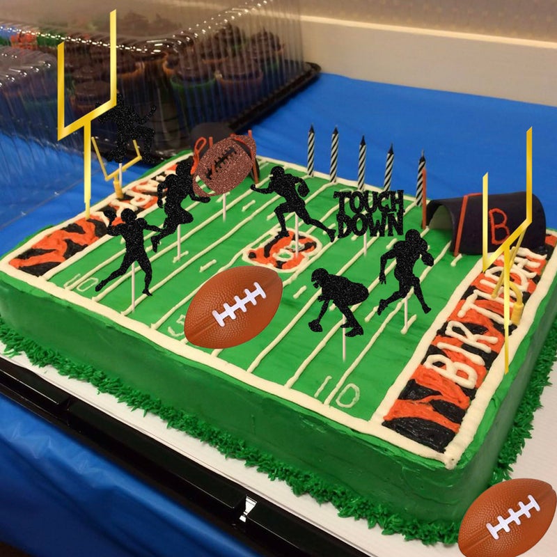 Rsstarxi Football Cake Decorations with football Field Goal Post Cake Pick Decorations for Sports Football Themed Birthday Party DIY Cake Decorations Supplies - Image 4