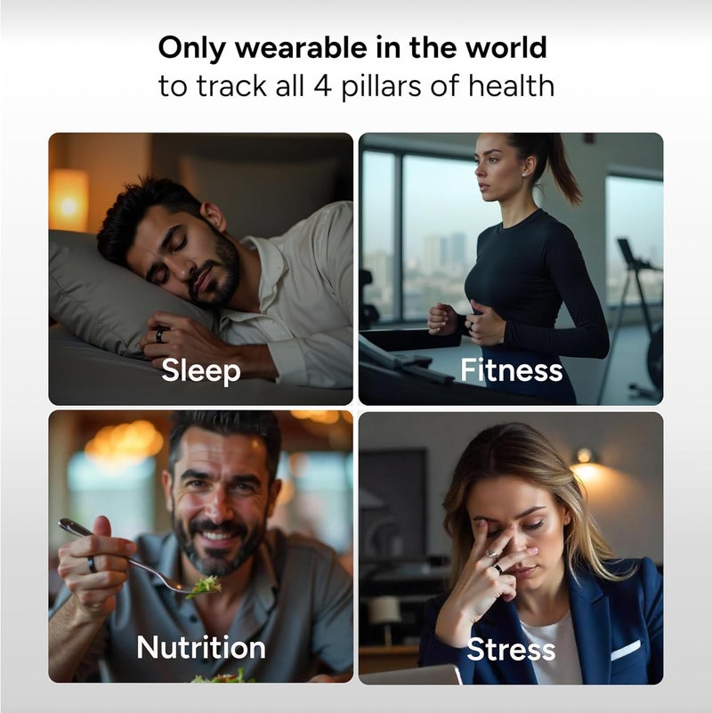 Gabit Smart Ring | Health Tracker | Sleep, Fitness, Nutrition, Stress | 7+ Day Battery, Track Steps, AI Food Logging | Buy Sizing Kit First | Smart Ring for Men & Women | Titanium, Matte Silver 11 - Image 2