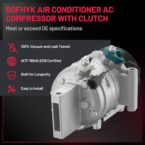 BDFHYK 58892 Air Conditioning A/C Compressor Compatible with Nissan March 2012-2018, Juke 2012-2014, Note 2014-2017 L4 1.6L, Tiida 2013-2014, Versa 2011-2019, Replace# 6513076 - Image 3