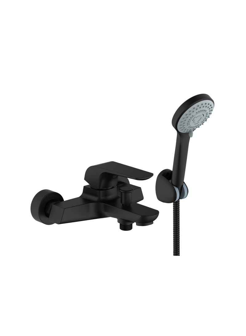 HESANIT Elite Single Lever Bath Mixer With Hand Shower Set Matt Black - 7002MB - Image 1