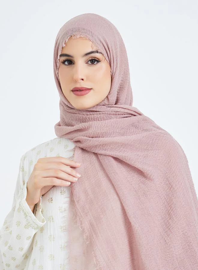 Light Pink Raw Edge Textured Hijab