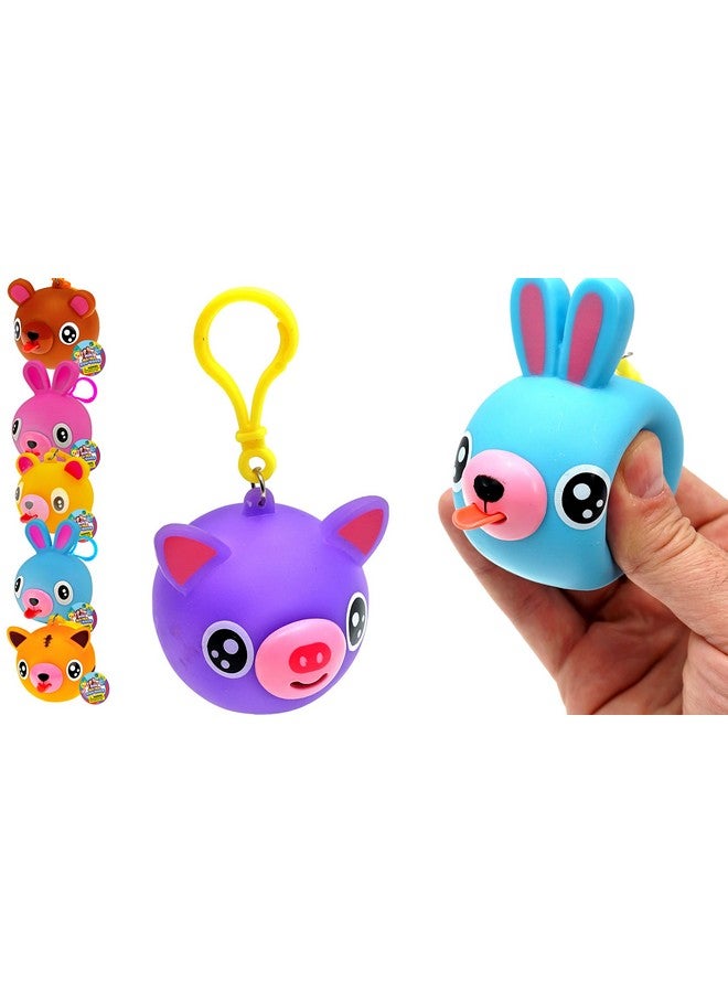 Ja-Ru Animal Squeeze Ball W/ Keychain 2.5 (2 Squishy Balls) Squeaky Ball With Squeaky Sound & Tongue Out Small Animal Toys For Kids. Anxiety Relief Stress Ball Autism Toys. Party Favors. 43442S - Image 1