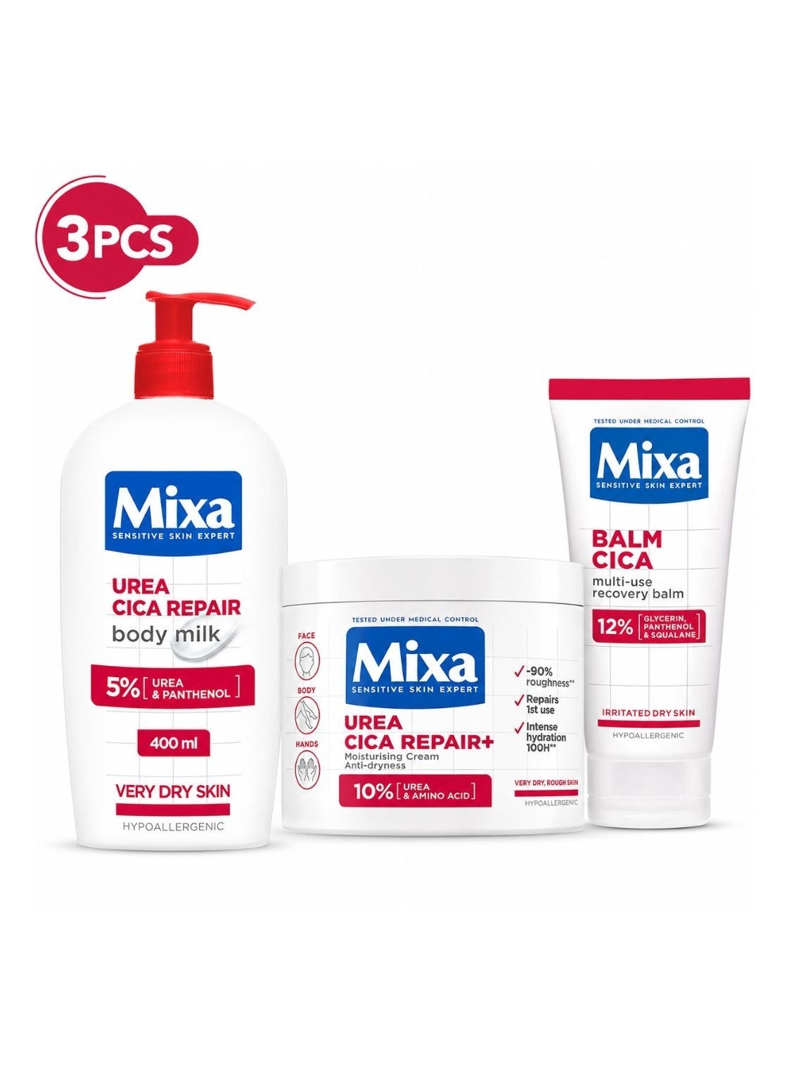 MIXA Urea Cica Repair Intensive Care Set Urea Cica Repair Cream Urea Cica Repair Body Milk Balm Cica Multi Use Recovery Balm