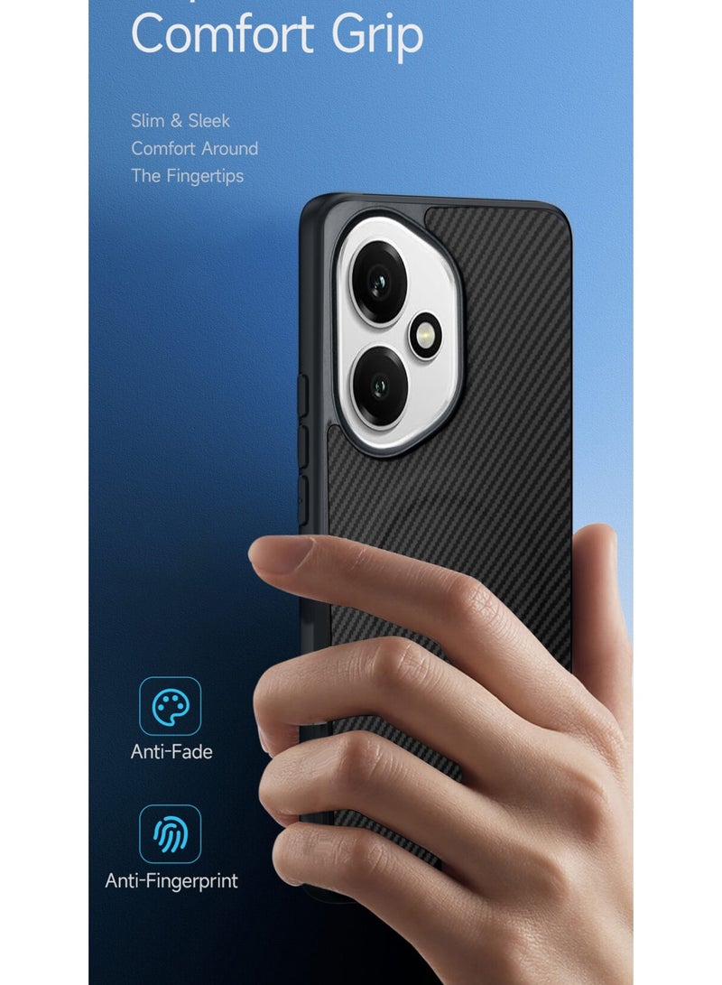 Wtech Honor 400 5G 2025 Soft Silicone Carbon Fiber Magsafe Protective Back Case Cover (MCFPSN) - Black - Image 2