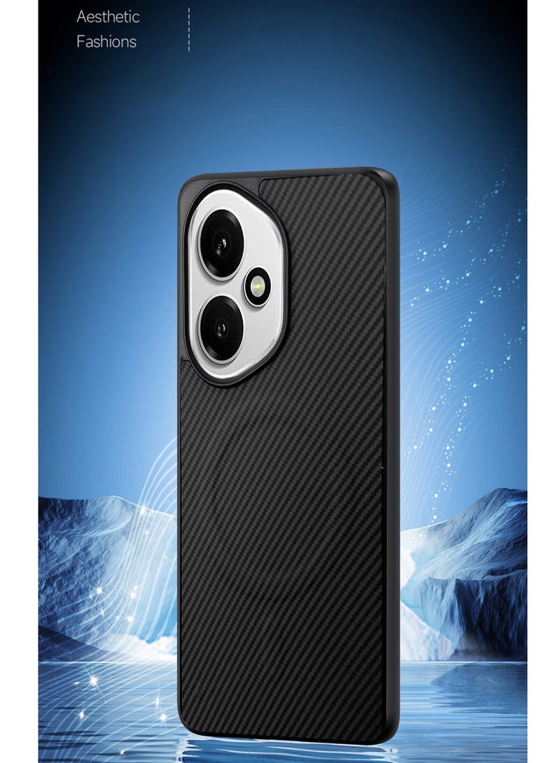 Wtech Honor 400 5G 2025 Soft Silicone Carbon Fiber Magsafe Protective Back Case Cover (MCFPSN) - Black - Image 4