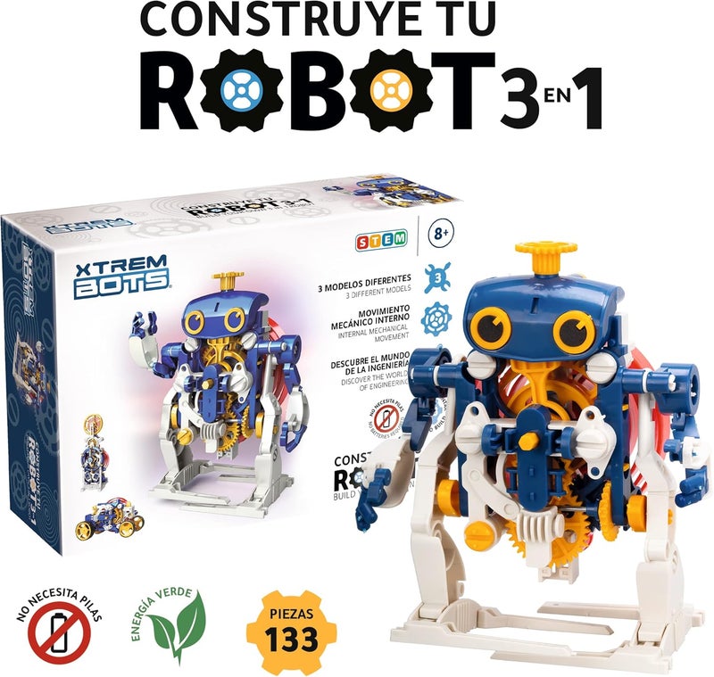 إكستريم بوتس Xtrem Bots - مجموعة روبوت 3 في 1 للأطفال من 8 سنوات فأكثر | لعبة تعليمية روبوت تعليمي | روبوت تعليمي لعبة تعليمية | STEM - Image 2
