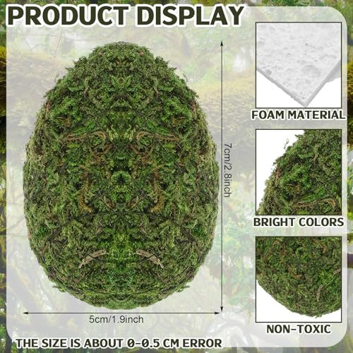 Arrowbash 24 Pcs Faux Moss Easter Eggs Artificial Moss Green Eggs Bulk DIY Crafts Green Balls Foam Easter Basket Suffer for Hunt Prizes Gifts Party Decoration - Image 5