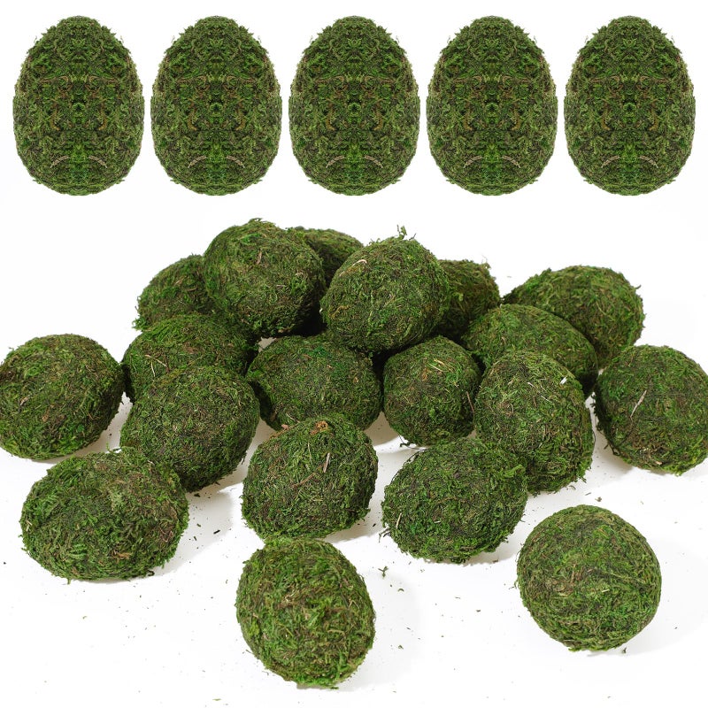Arrowbash 24 Pcs Faux Moss Easter Eggs Artificial Moss Green Eggs Bulk DIY Crafts Green Balls Foam Easter Basket Suffer for Hunt Prizes Gifts Party Decoration - Image 3