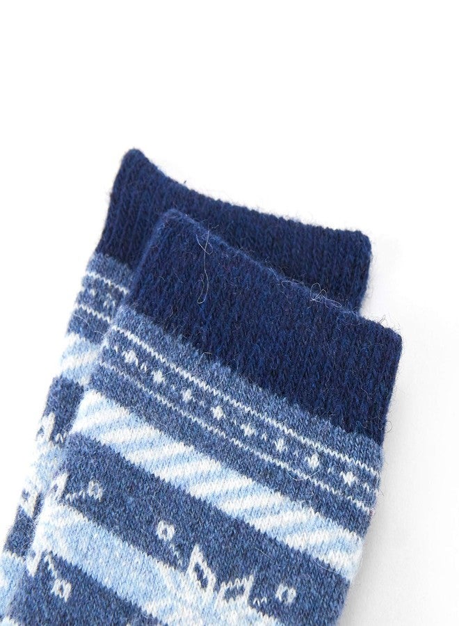 Mardonskey Baby Kids Winter Warm Socks Boys Wool Socks Thick Thermal Crew Socks for Boys Snowflake 6 Pairs 1-2 Years - Image 4