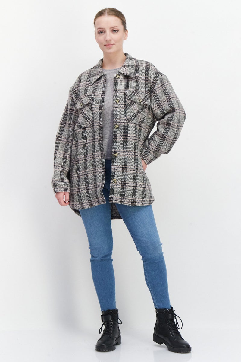 O'NEILL Women Textured Long Sleeve Shirt Jackets, Black Combo - Image 3
