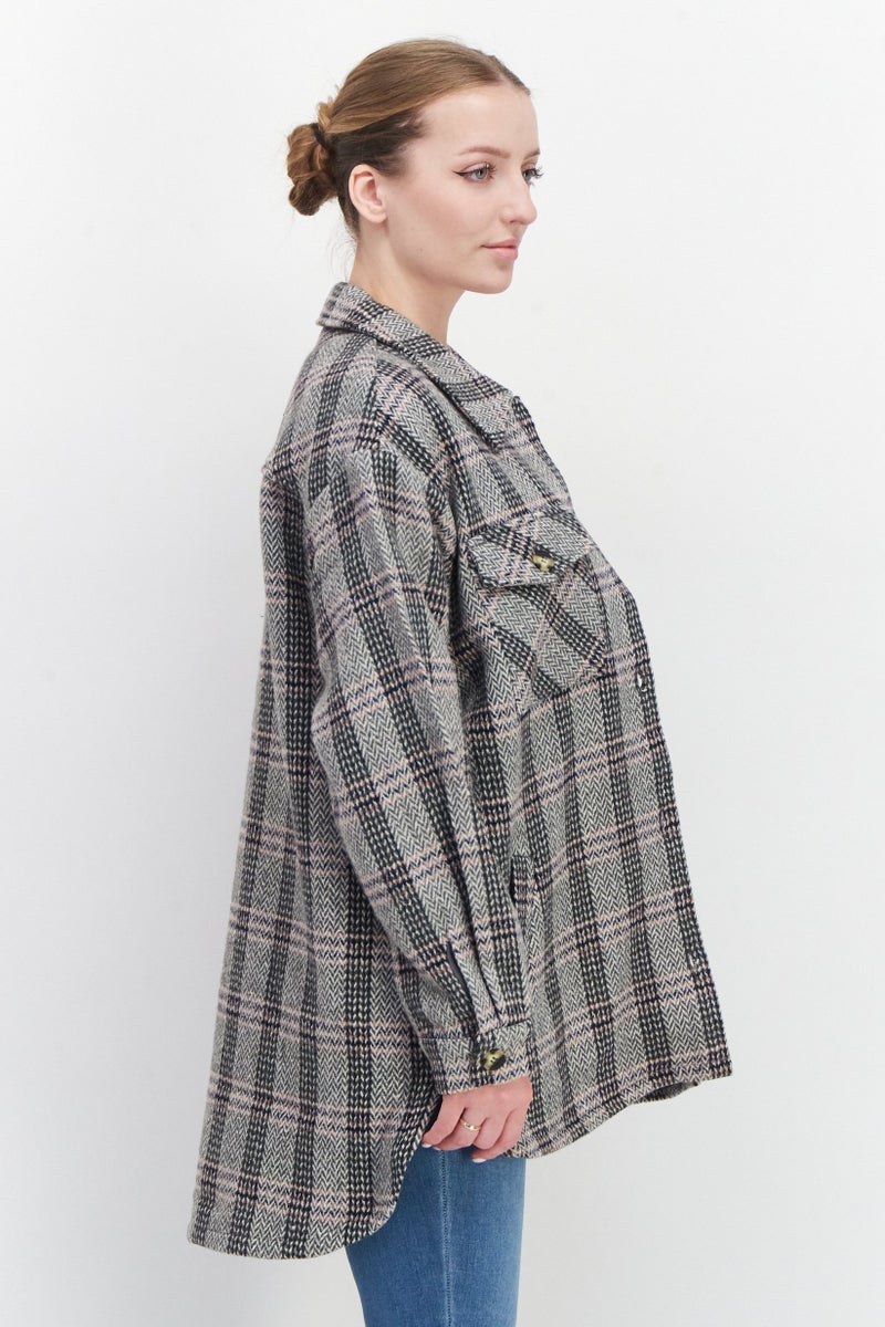 O'NEILL Women Textured Long Sleeve Shirt Jackets, Black Combo - Image 2