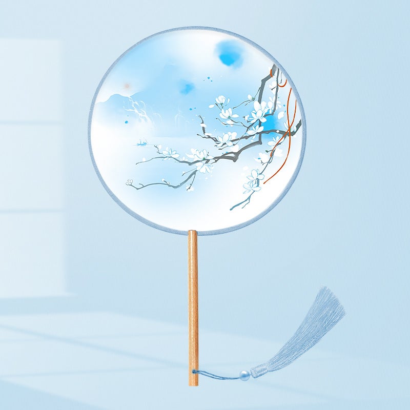 Semi-Transparent Round Fan Ancient Look Qinyuanchun (semi-permeable Silk) 