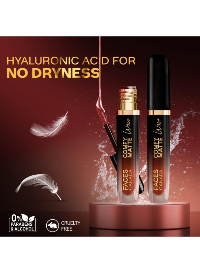 Facescanada Comfy Matte Wow Liquid Lipstick Nude Nectar 08 3.8ml Long Lasting - Image 4